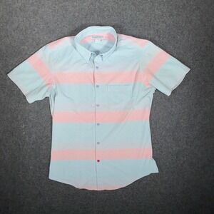 Mizzen+Main Mens Performance Short Sleeve Button Down Shirt Stripe S Trim